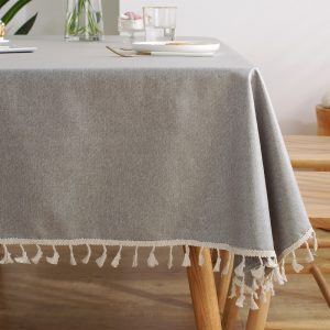 Oil-Proof Cotton-Linen Tablecloth Gray