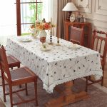 Elegant table setting with 100% cotton lace ruffle tablecloth