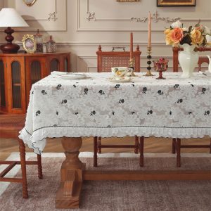 French country-inspired embroidered cotton dining cover