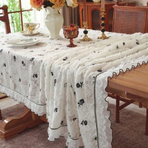 French country-inspired embroidered cotton dining cover