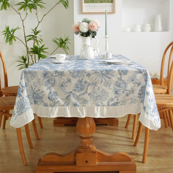 Cotton Embroidered Tablecloth –Blue Embroidery - Image 2