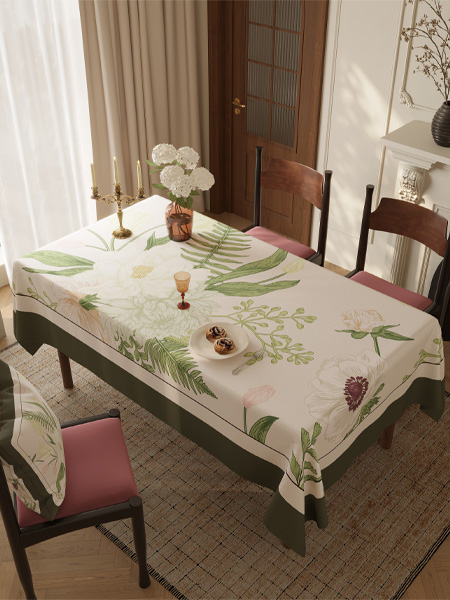 Romantic pink floral waterproof tablecloth with butterfly pattern – PU leather, easy to clean and oil-proof, perfect for dining rooms and outdoor use.