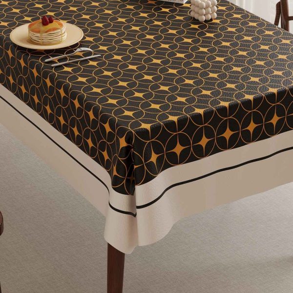 Close-up of waterproof tablecloth fabric with oil-resistant faux leather texture