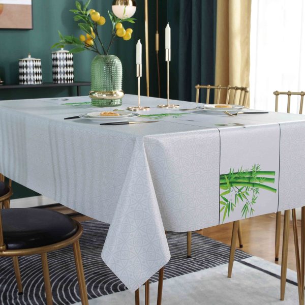 Bamboo pattern waterproof tablecloth made from wipeable oilcloth PVC, perfect for outdoor and indoor table protection
