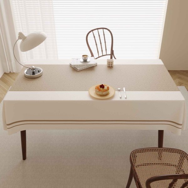 Decorative rectangle tablecloth in beige tones with waterproof and oil-resistant surface