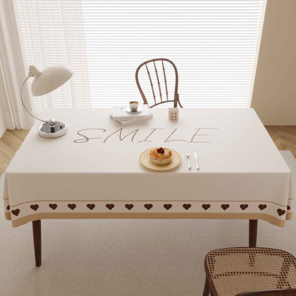 Beige faux leather waterproof tablecloth, oil-resistant, wipeable for both indoor and outdoor use.