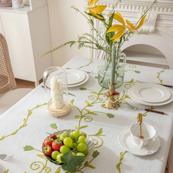 Lightweight, durable embroidered tablecloth in Nordic design