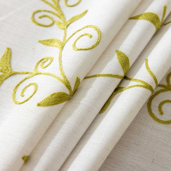 Elegant Scandinavian-style tablecloth with embroidered vine pattern