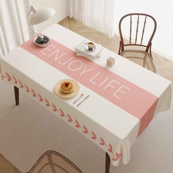 Close-up of waterproof tablecloth fabric with oil-resistant faux leather surface