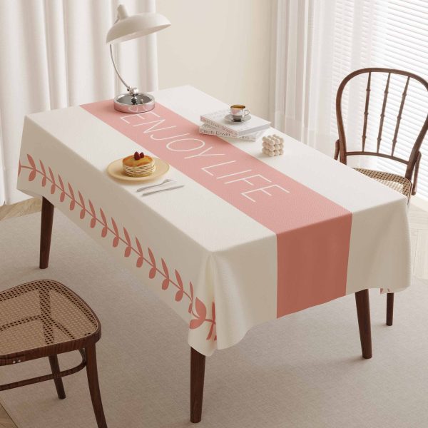 Rectangle wipeable tablecloth on a modern dining table with Scandinavian decor