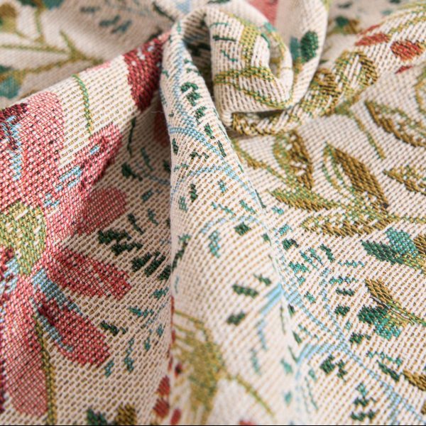 Soft breathable tablecloth with lily motif and neutral tones