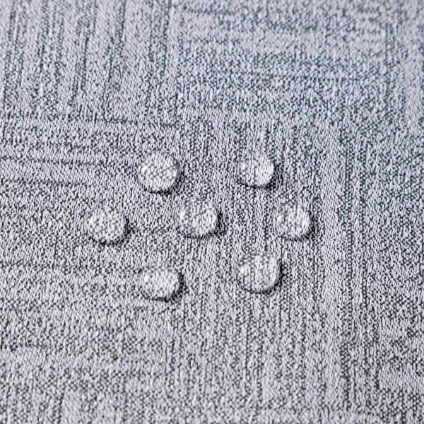 Modern grey waterproof geometric tablecloth made of PVC, perfect for everyday dining and outdoor use