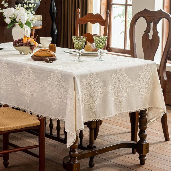 Cotton-Linen Blend – Vintage Table Linens – Elegant Vine - Image 3