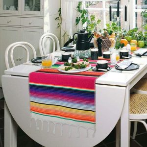Handcrafted embroidered table runner Mexico inspired by traditional patterns