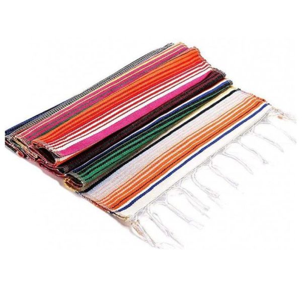 Artisan-style Mexican embroidered table runner with vibrant colors